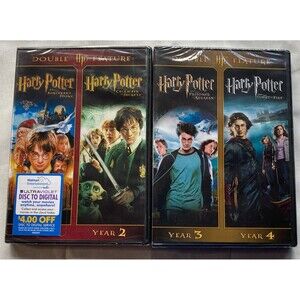 Harry Potter Double Feature 4 Discs DVD Movie Set Year 1 2 3 and 4 New & Sealed
